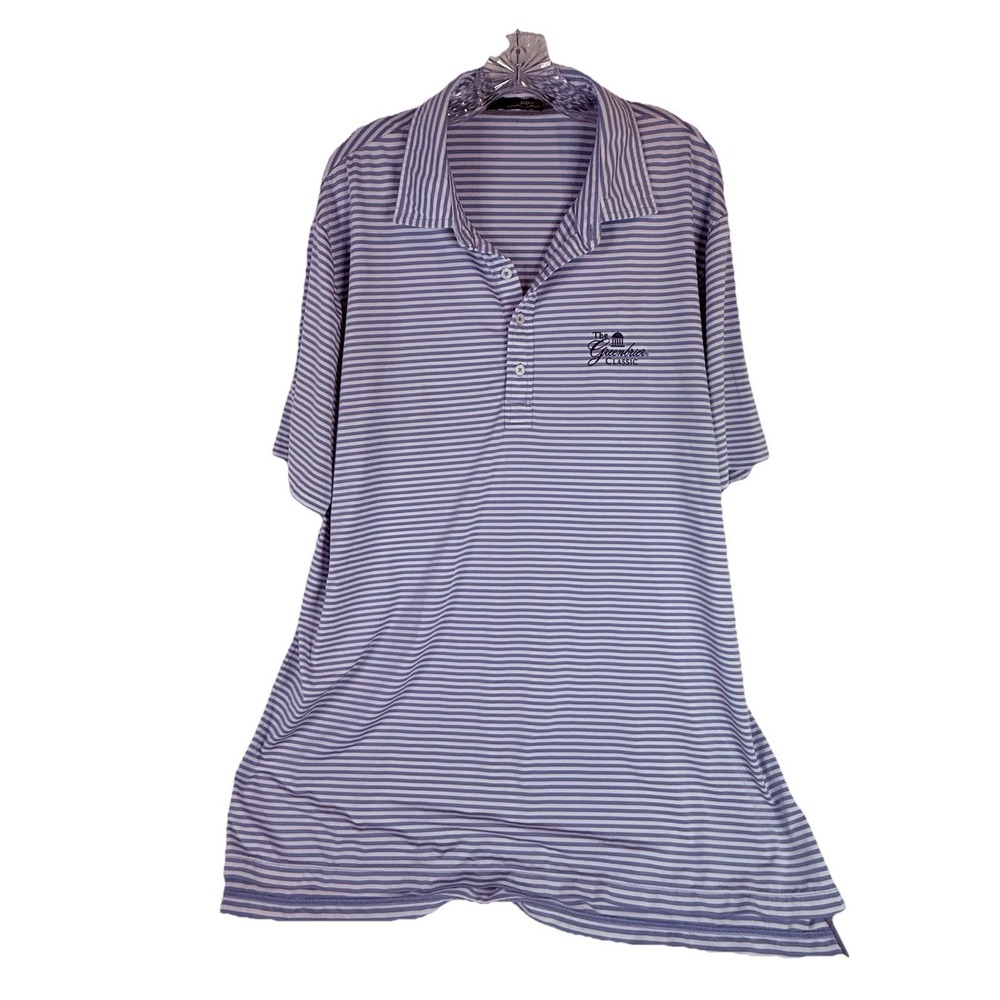 RLX Ralph Lauren Polo XL Blue White Stripe Greenbrier Classic Golf Course‎ Logo